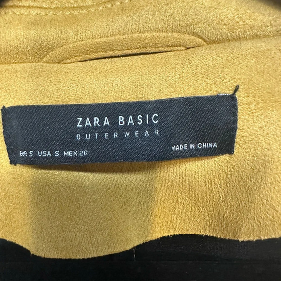 Zara Mustard Yellow Faux Suede Moto Biker Jacket with Silver Details, sz Small - Picture 6 of 6